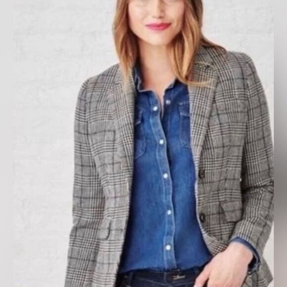 Untuckit Camilla Wool blend Houndstooth Blazer Sz 10 - Picture 6 of 6